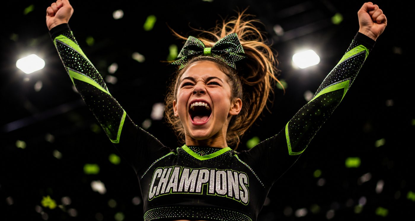 Tumble HQ cheerleader celebrating