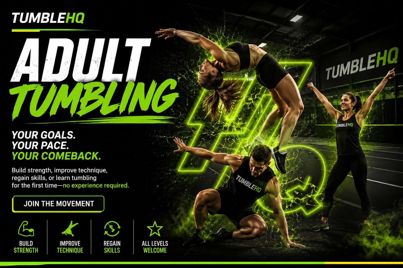 Adult Tumbling class at Tumble HQ